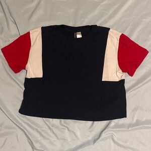 H&M Navy Red White color block T-Shirt